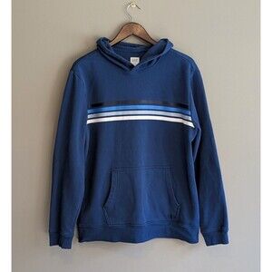 Gap Size Medium Retro Style Hoodie Mens Pullover Sweatshirt Stripe Blue LS